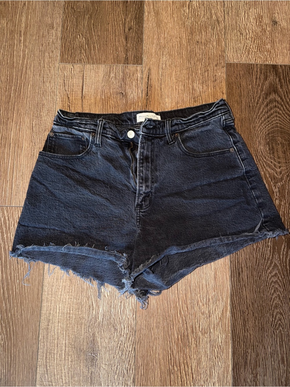 Abercrombie & Fitch Black High-Waist Cutoff Denim Shorts